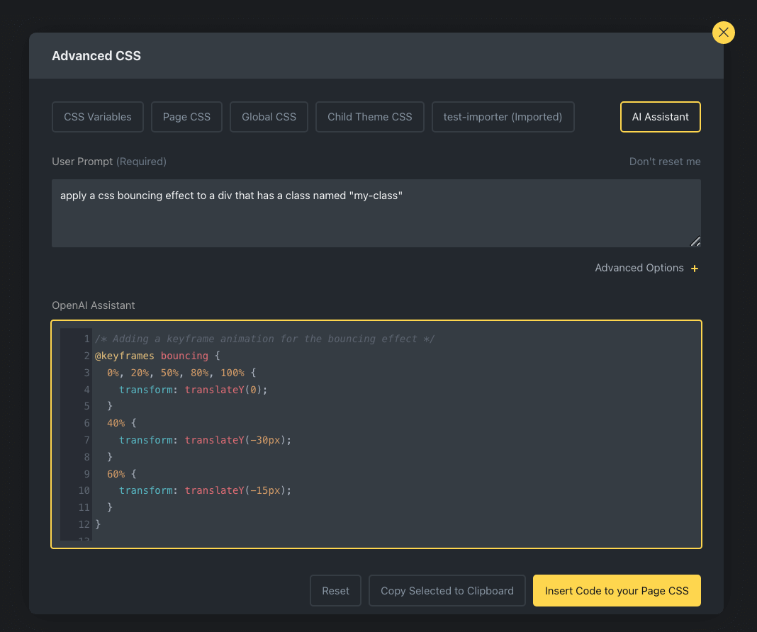 AI integration - Advanced Themer